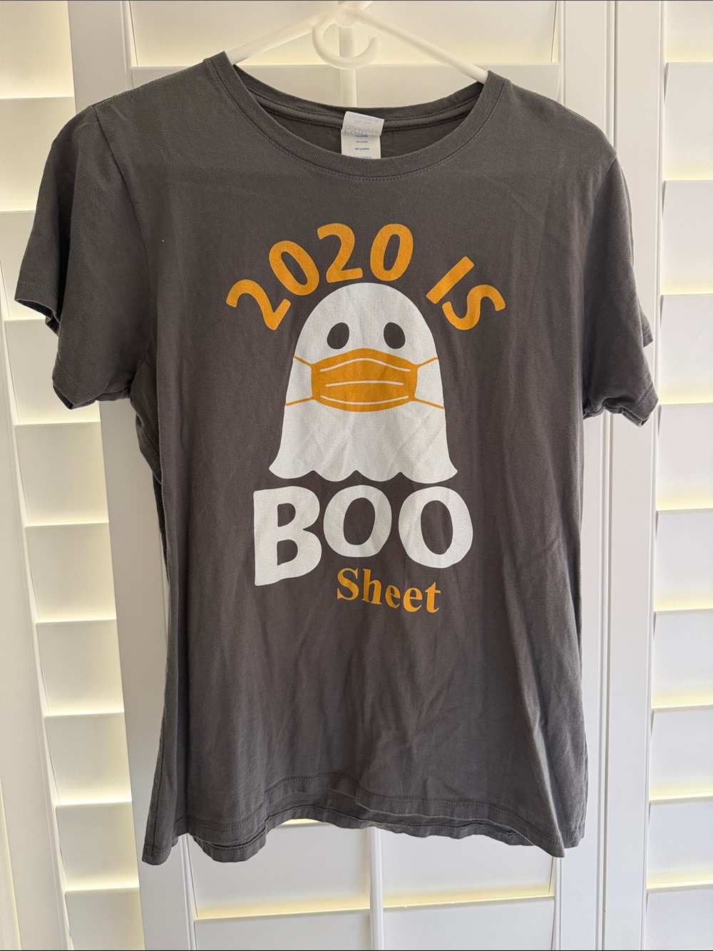 Graphic Halloween Tee - Gray "2020 is Boo Sheet"